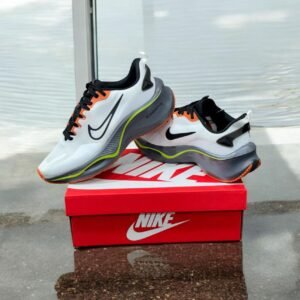 sports Cushioned Running Shoes – White/Grey-Orange – Sizes 41-45 – Lightweight Trainer