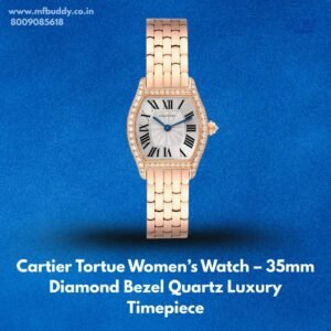 Cartier Tortue Women’s Watch – 35mm Diamond Bezel Quartz Luxury Timepiece https://mfbuddy.co.in/